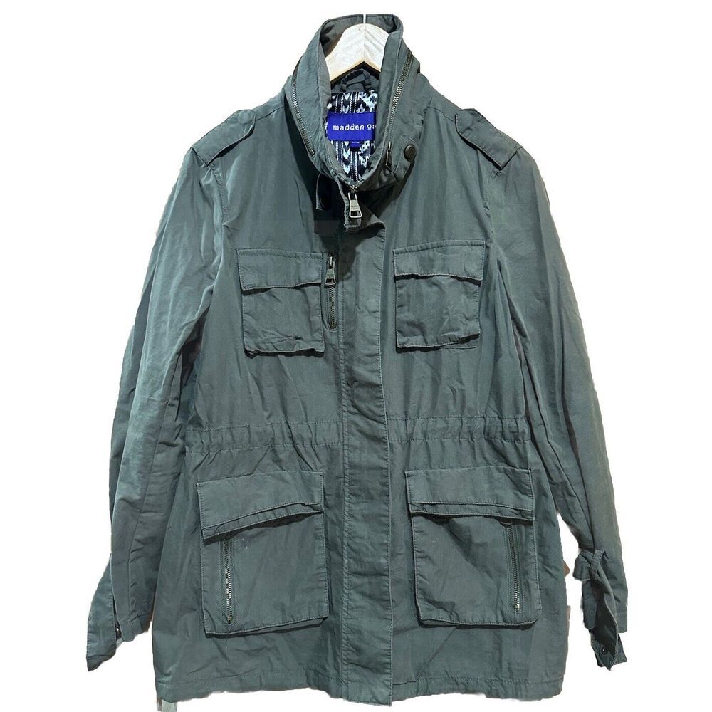 Madden Girl Jacket  Green Cargo Utility Cinched Drawstring Waist Womens Medium‎